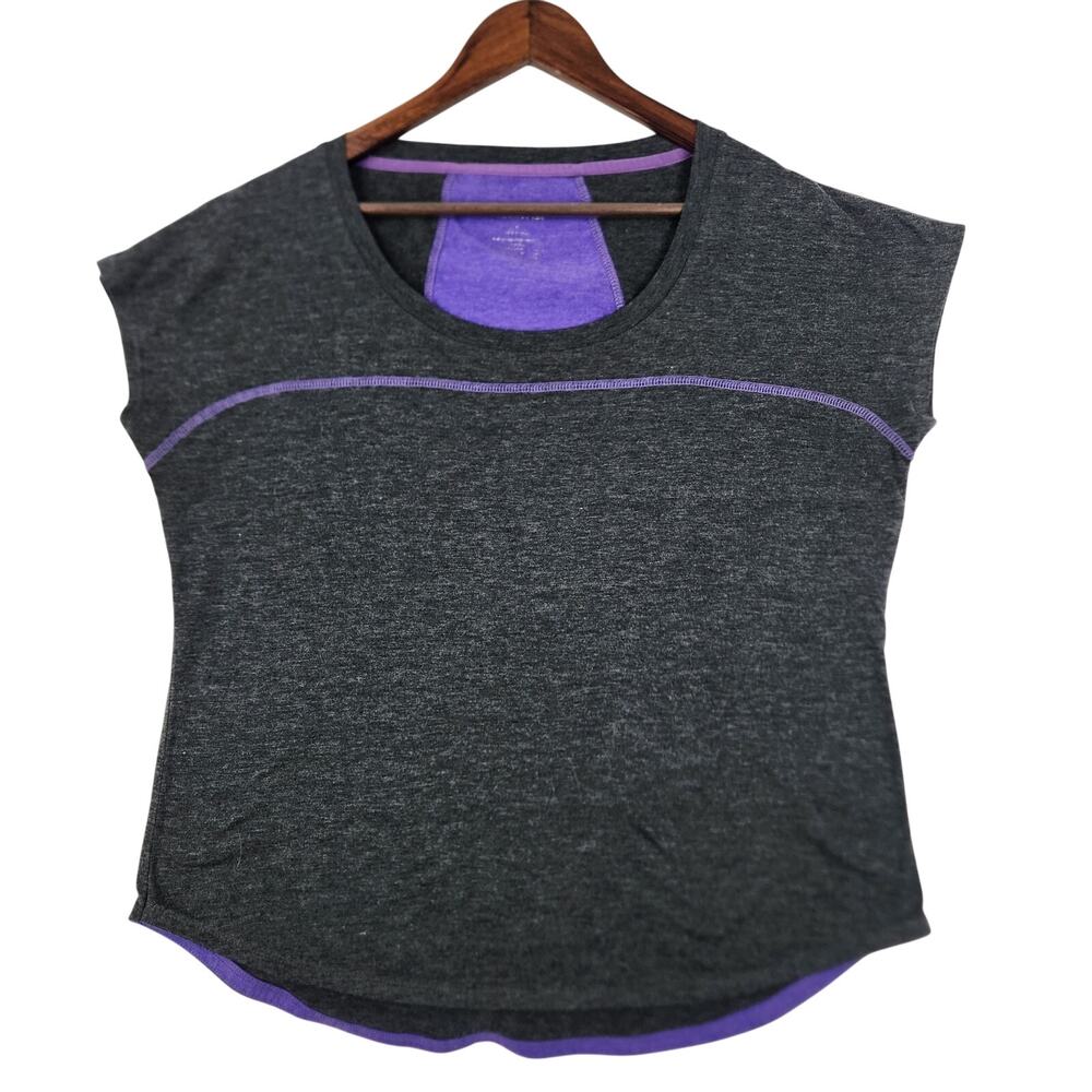Marika Tek Short Sleeve T-Shirt Women’s SZ L (?) Charcoal Grey/ Purple GUC